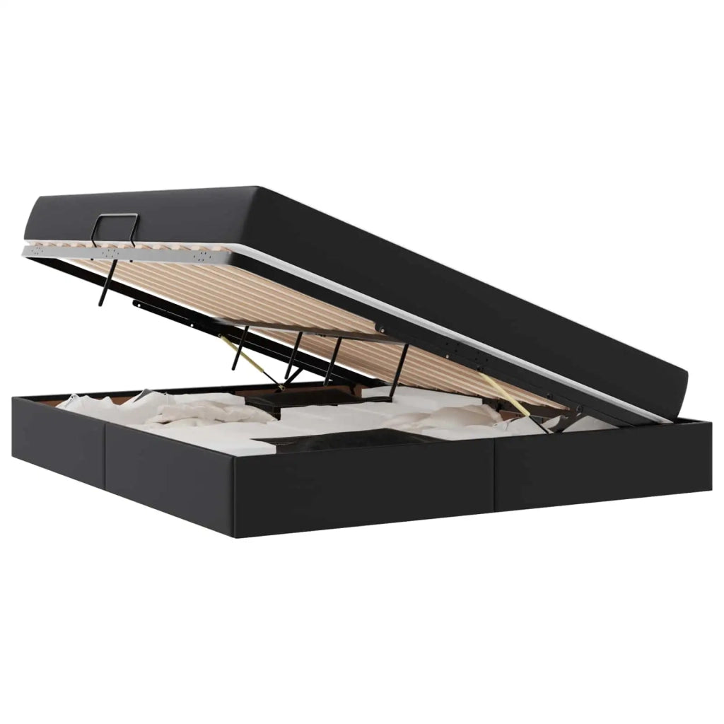 Letto con contenitore e materasso 2 pcs Nero Pelle 3399616