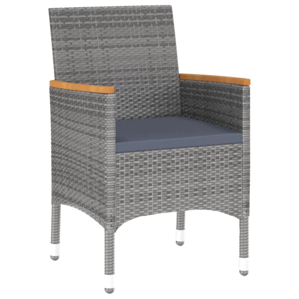 Set da Pranzo per Giardino 3 pz in Polyrattan Grigio 3058467