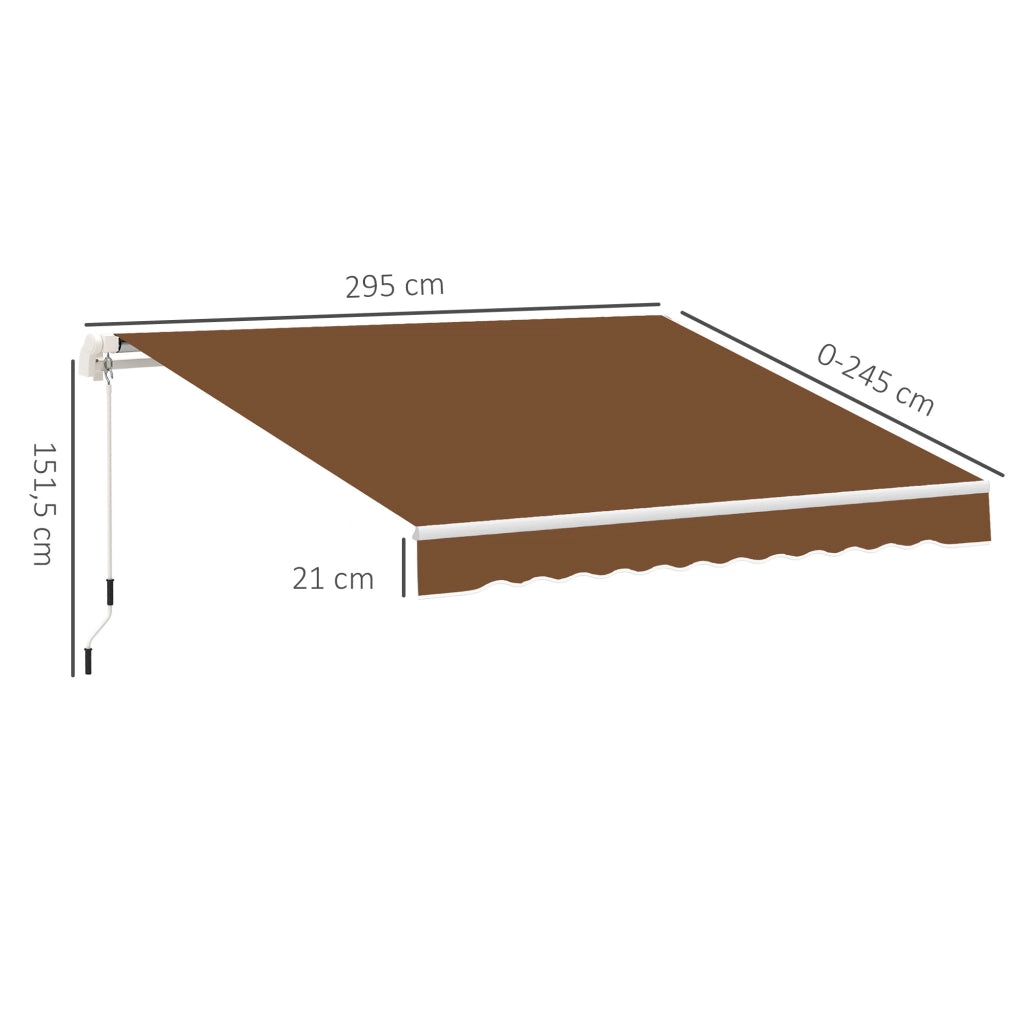 Toldo da Parete con Braccio Articolato ¨C zephmum ¨C Marrone 295x245 cm