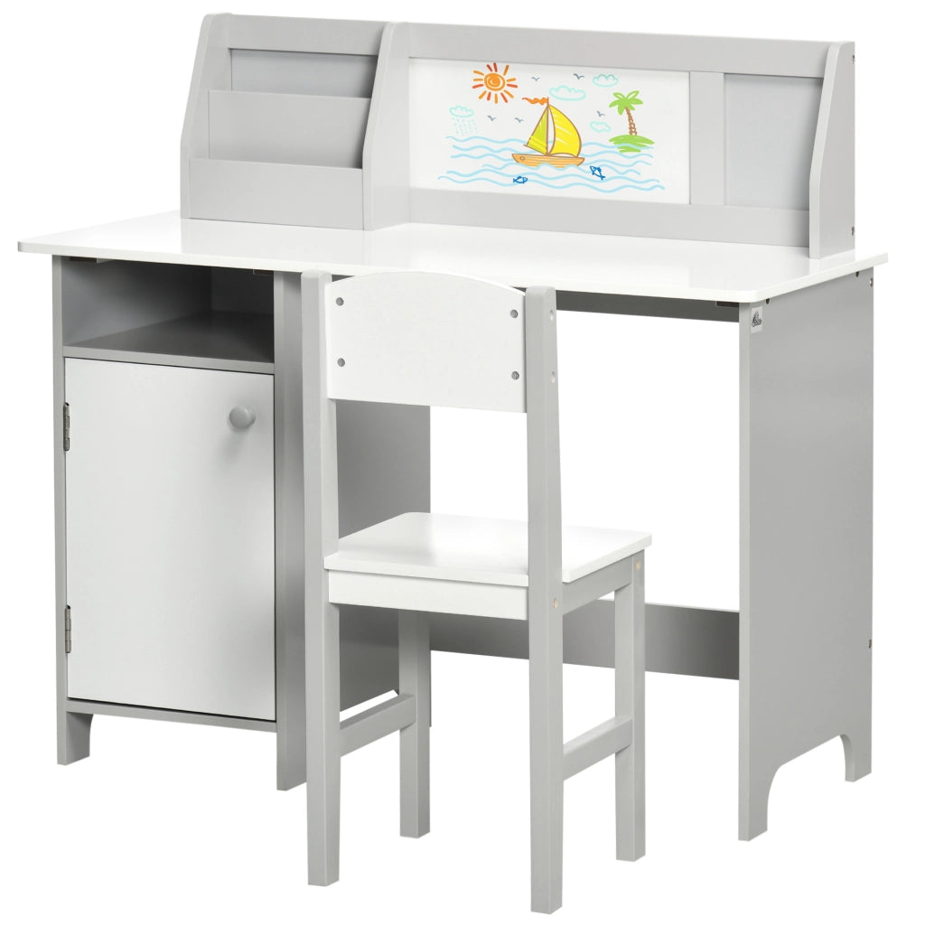 Set Tavolo e Sedia per Bambini ¨C Xylo ¨C Legno Bianco e Grigio