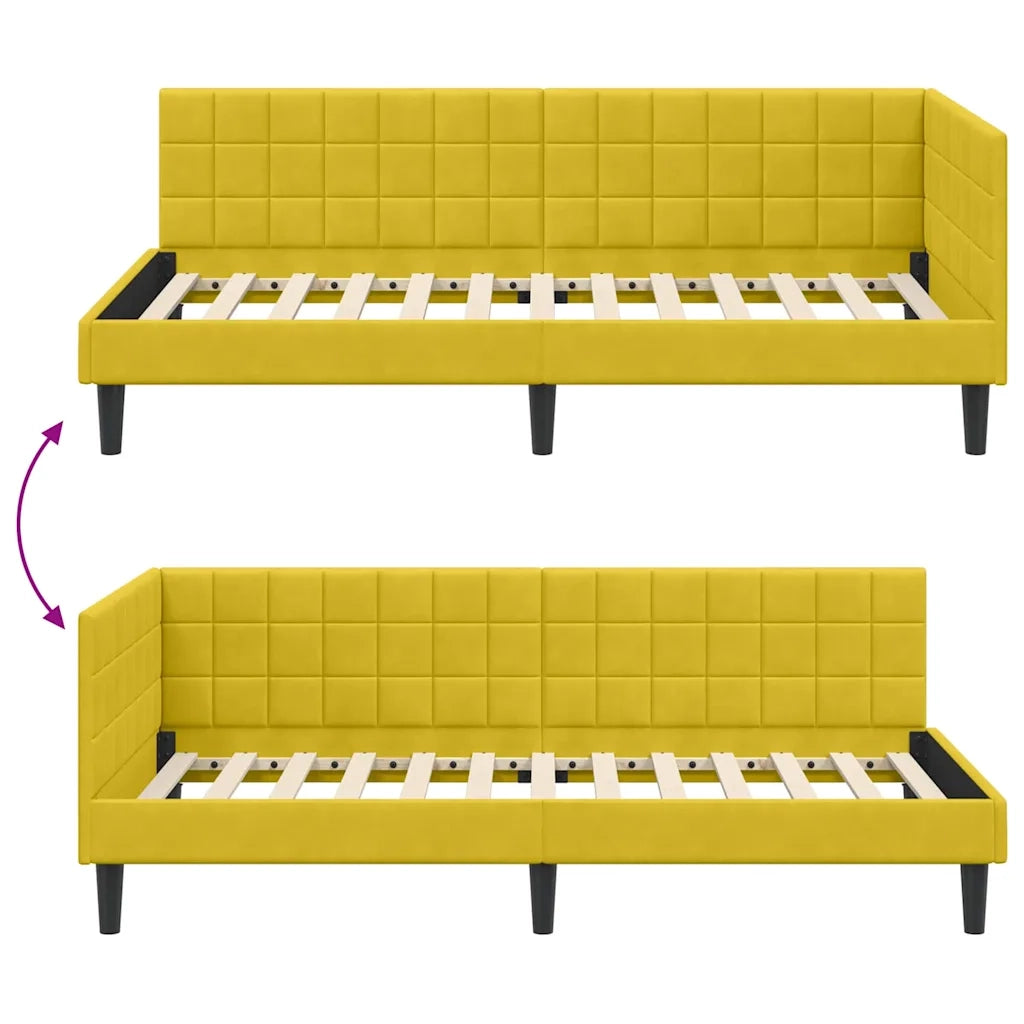 Cornice del letto ad angolo Giallo 90 cm x 200 cm Velluto 42016434