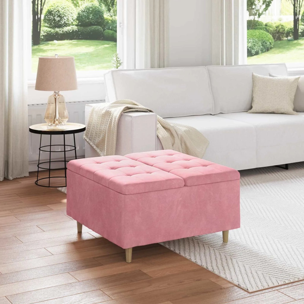 Pouf contenitore con cuscino Rosa 80 x 80 x 45 cm Velluto 876843
