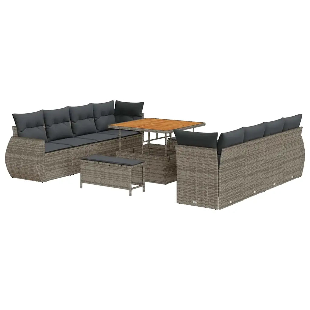 Set Divano da Giardino con cuscino 11 pcs Grigio polyrattan 3361858