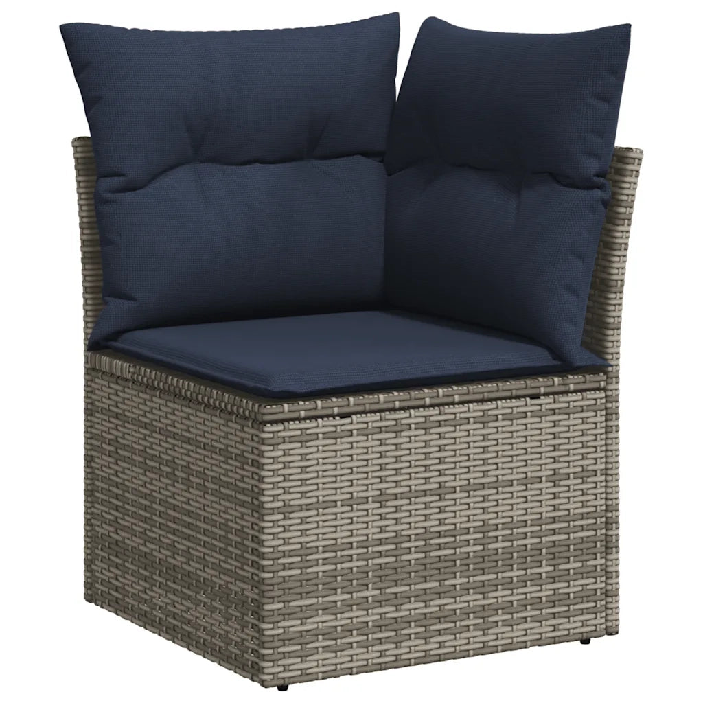 Set Divani da Giardino 9 pz con Cuscini Grigio in Polyrattan 3227013