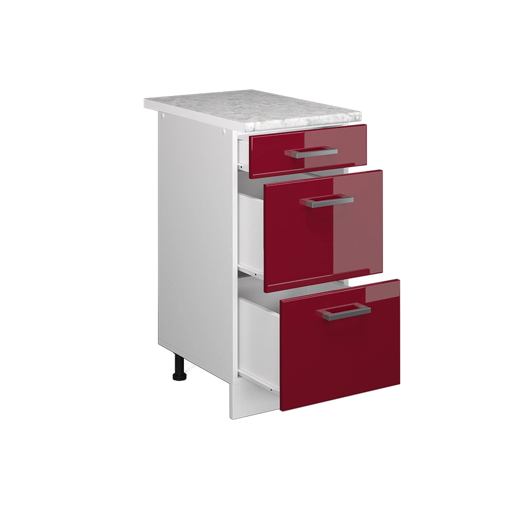 Vicco Base universale Rosso bordeaux lucido 40 cm con cassetti