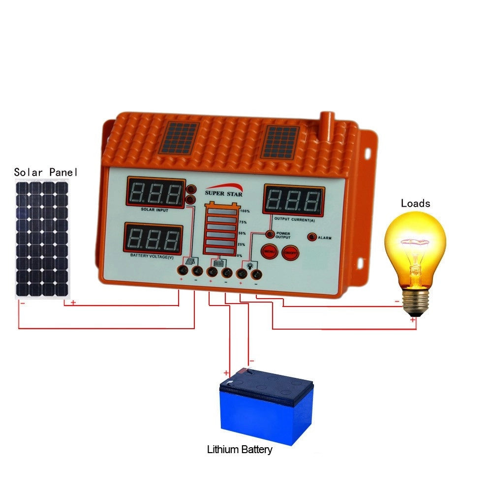 Trade Shop - Regolatore Di Carica Per Pannello Solare 12-24v 50 60a Controller Per Ricarica -