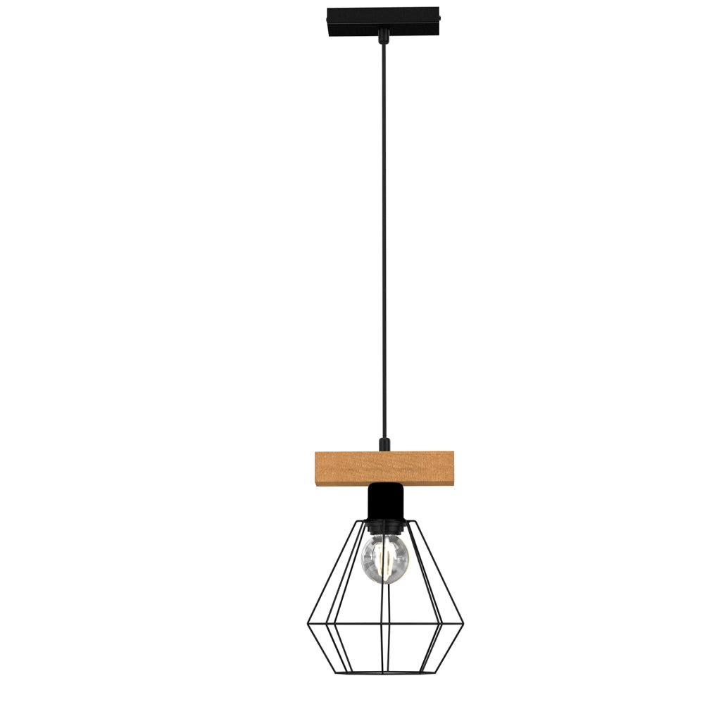 Lampada a sospensione Vastra nera legno E27 Luminex