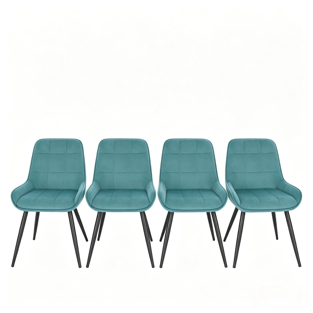 SEDIA Imbottita in Velluto Turchese Set da 4 pezzi, 81,5 cm