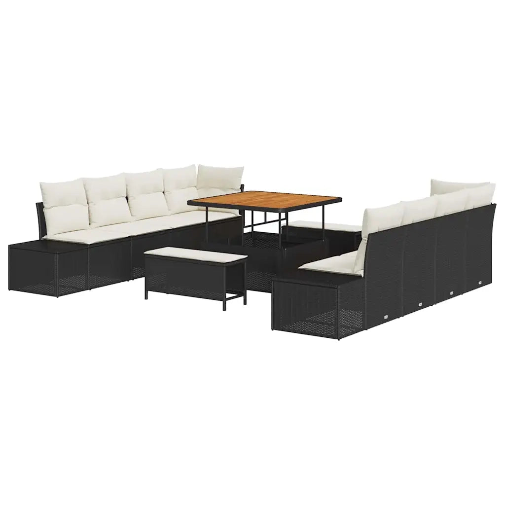 Set Divano da Giardino con cuscino 11 pcs Nero polyrattan 3362765