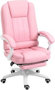 Sedia da Ufficio - Rosa - Pelle Artificiale - Supporto per Piedi - Adattabile
