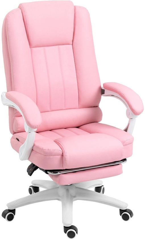 Sedia da Ufficio - Rosa - Pelle Artificiale - Supporto per Piedi - Adattabile