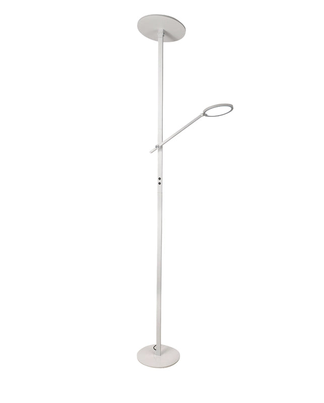 Regina - Piantana a Led Bianca in metallo H.180 cm Fabas Luce - 2 luci da 36W e 12W a led integrato 3000K