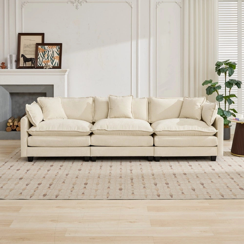 Divano 1 Posto in Tessuto Chenille ¨C Xylo ¨C Beige, Cuscino Imbottito