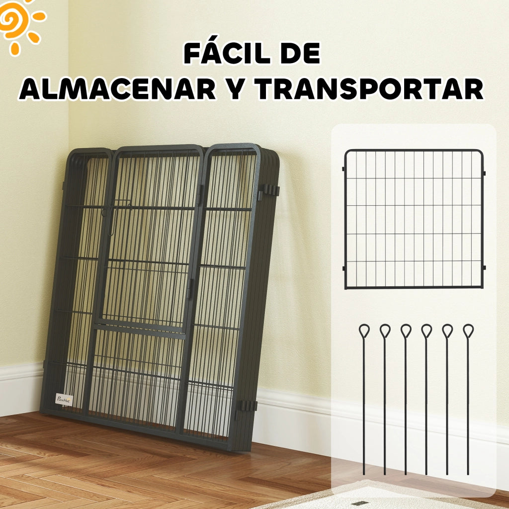 Recinto per Cani 6 Pannelli con Porta ¨C Minimal ¨C Nero 80 cm