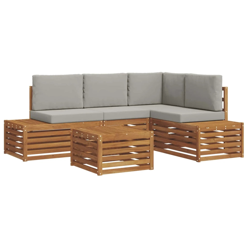 Set di divani da esterno 5 Pezzo Grigio Naturale e Chiaro 3375446