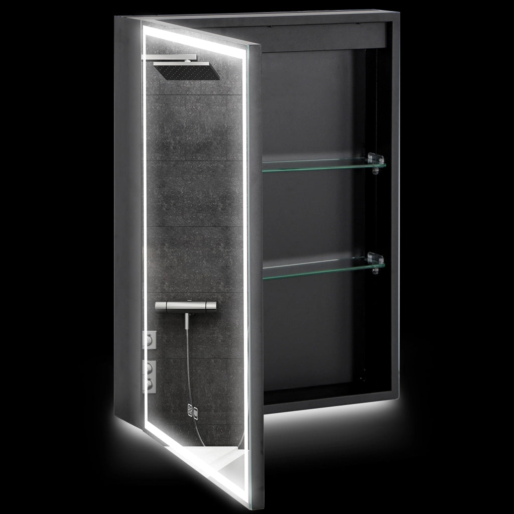Armadietto Bagno con Specchio e Luci LED ¨C Zephmum ¨C Nero
