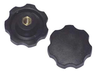 VOLANTINO CON BUSSOLA IN FERRO FILETTATA IN ABS NERO- - ø volantino mm.40, bussola M6 - 10 pezzi