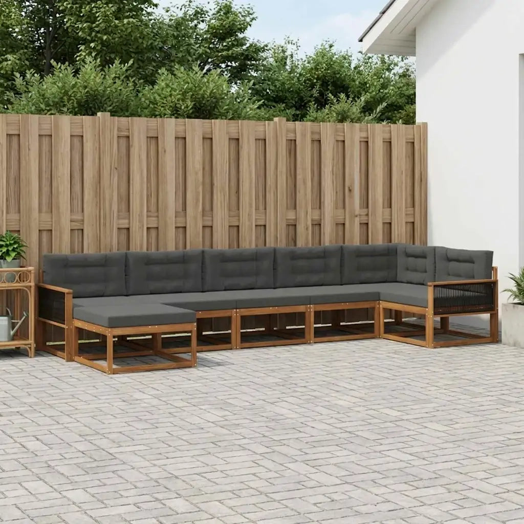 Set di divani da esterno con cuscino 7 pcs Naturale e Antracite 3382745