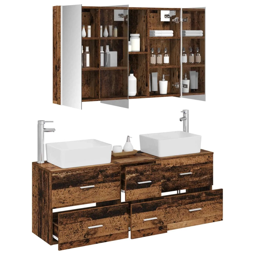 Set di mobili per il bagno 4 pz Legno antico 3406869