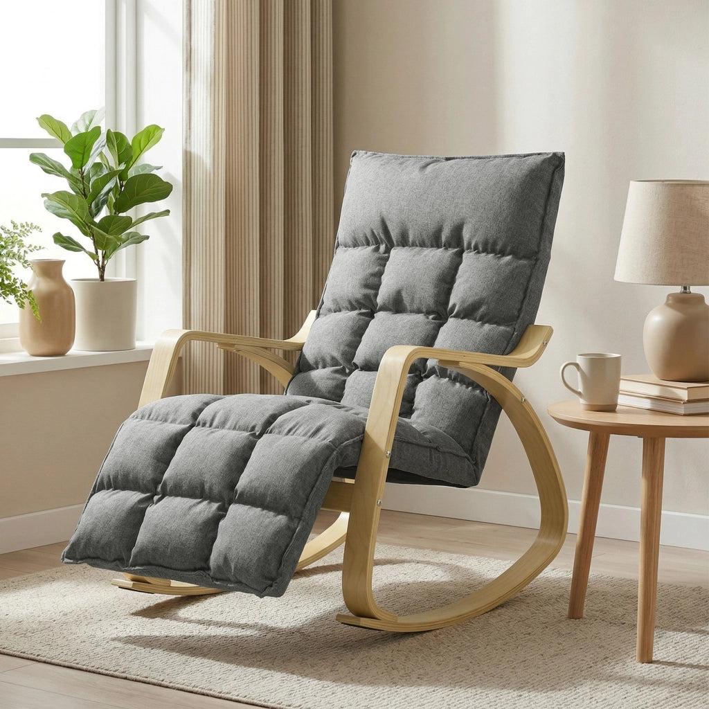 Poltrona dondolo reclinabile con poggiapiedi ¨C zephmum ¨C Grigio