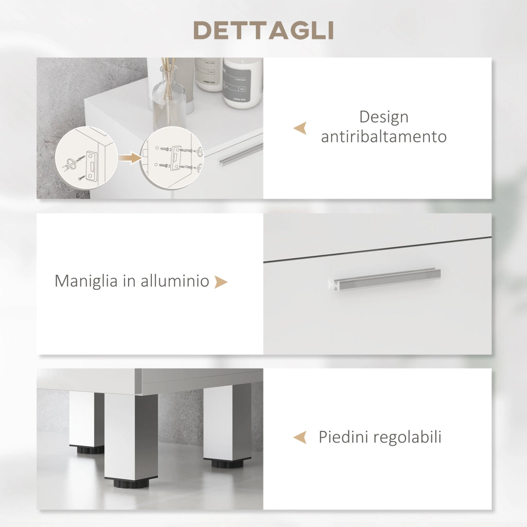 Mobiletto Bagno con 4 Cassetti ¨C Xylo ¨C Truciolato Bianco 30x30x93 cm