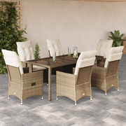 Set da Pranzo da Giardino 7 pz con Cuscini Beige in Polyrattan 3276805
