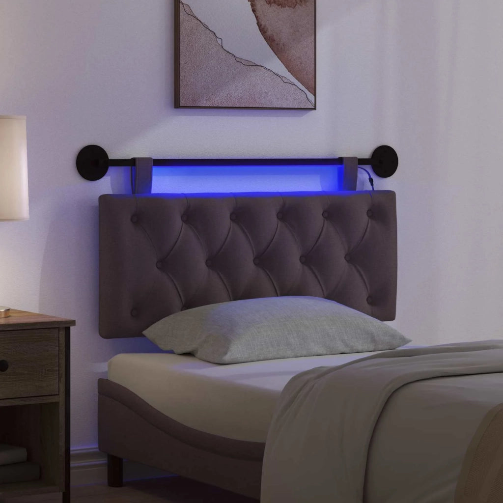Testiera | Testata sospesa Con luce LED Marrone Scuro Tessuto