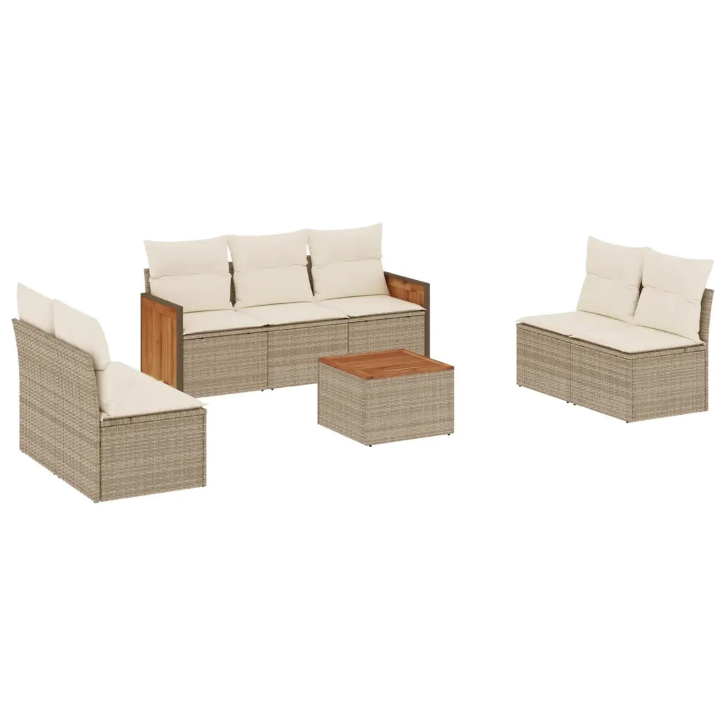 Set Divano da Giardino 8 pz con Cuscini Beige in Polyrattan 3227563