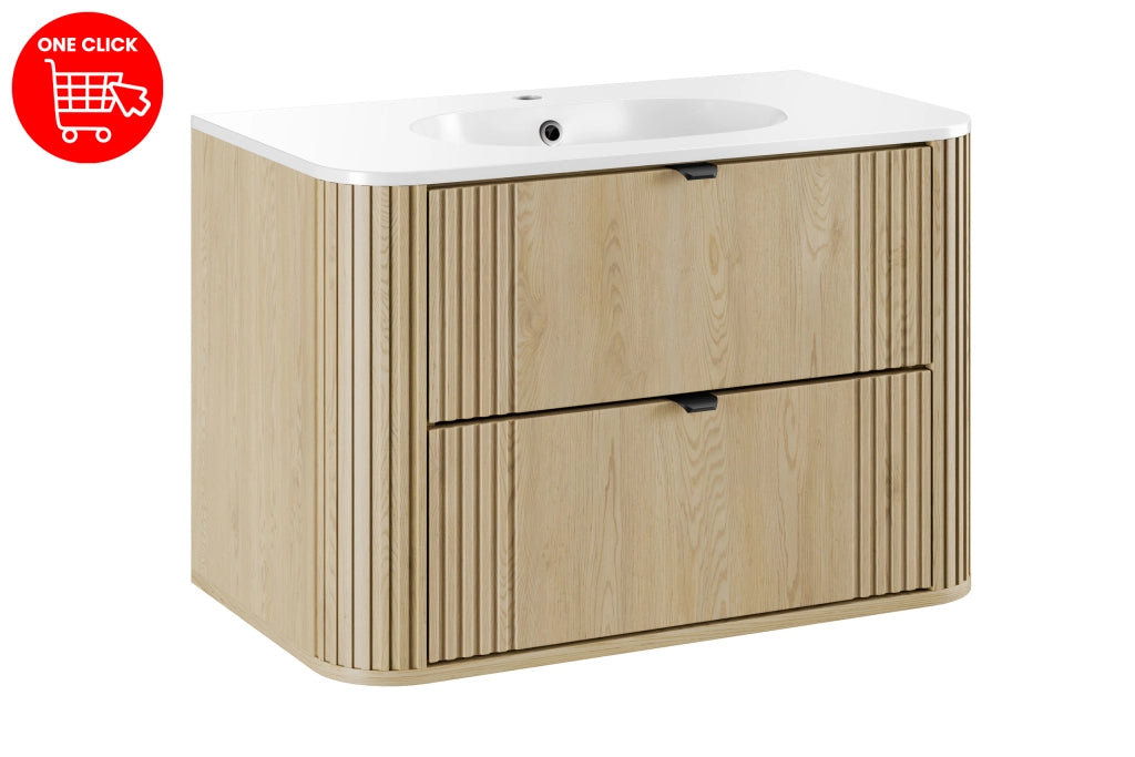 Set mobili bagno 80 cm con lavabo per mobile Pure Ovalia Cremona 80 cm
