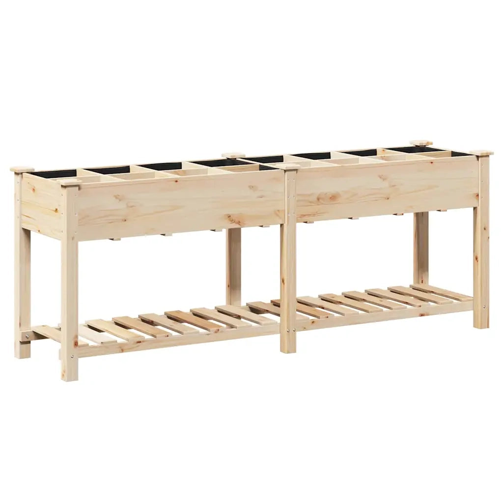 Vaso da giardino con lo scaffale-Fioriera con Mensola Esterno-Contenitore per Piante Beige 203,5 x 53 x 76,5 cm