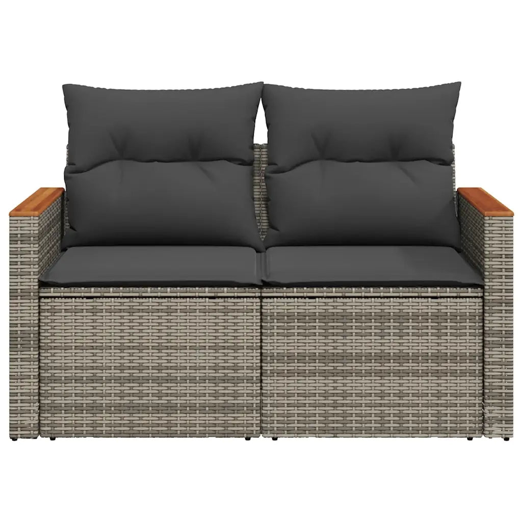 Divano da Giardino con Cuscini 2 Posti Grigio in Polyrattan 366128