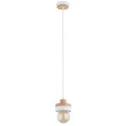 Lampada a sospensione bianco-legno E27 15W Larso Alfa