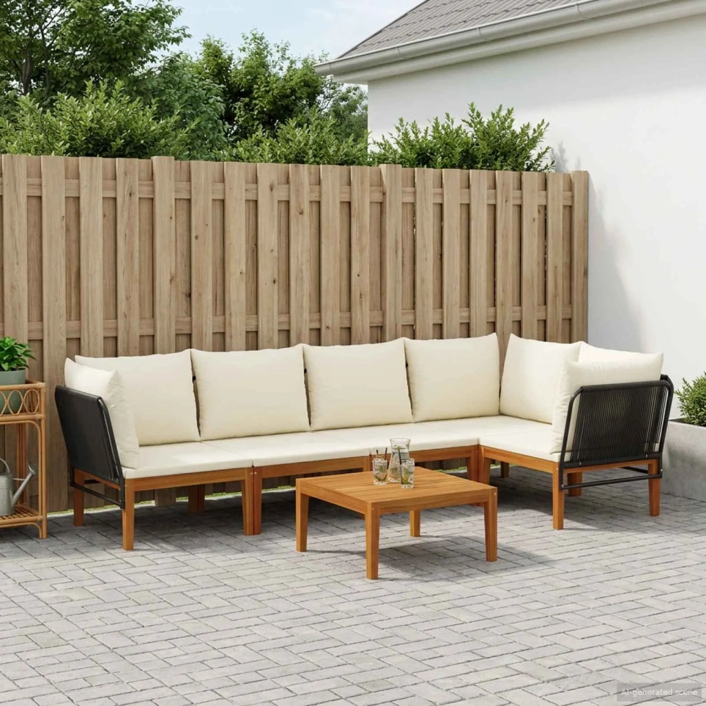 6 pcs Legno massiccio di acacia e corda Naturale 3407713