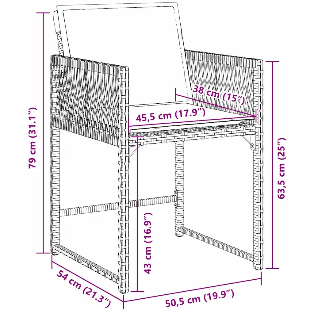Set da Pranzo per Giardino 5 pcs Grigio polyrattan 3380750