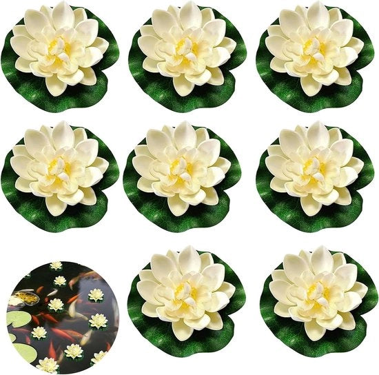 8 pezzi di fiori galleggianti ninfee piante artificiali di acqua - decorazione mini laghetto per laghetto per pesci laghetto per giardino terrazza