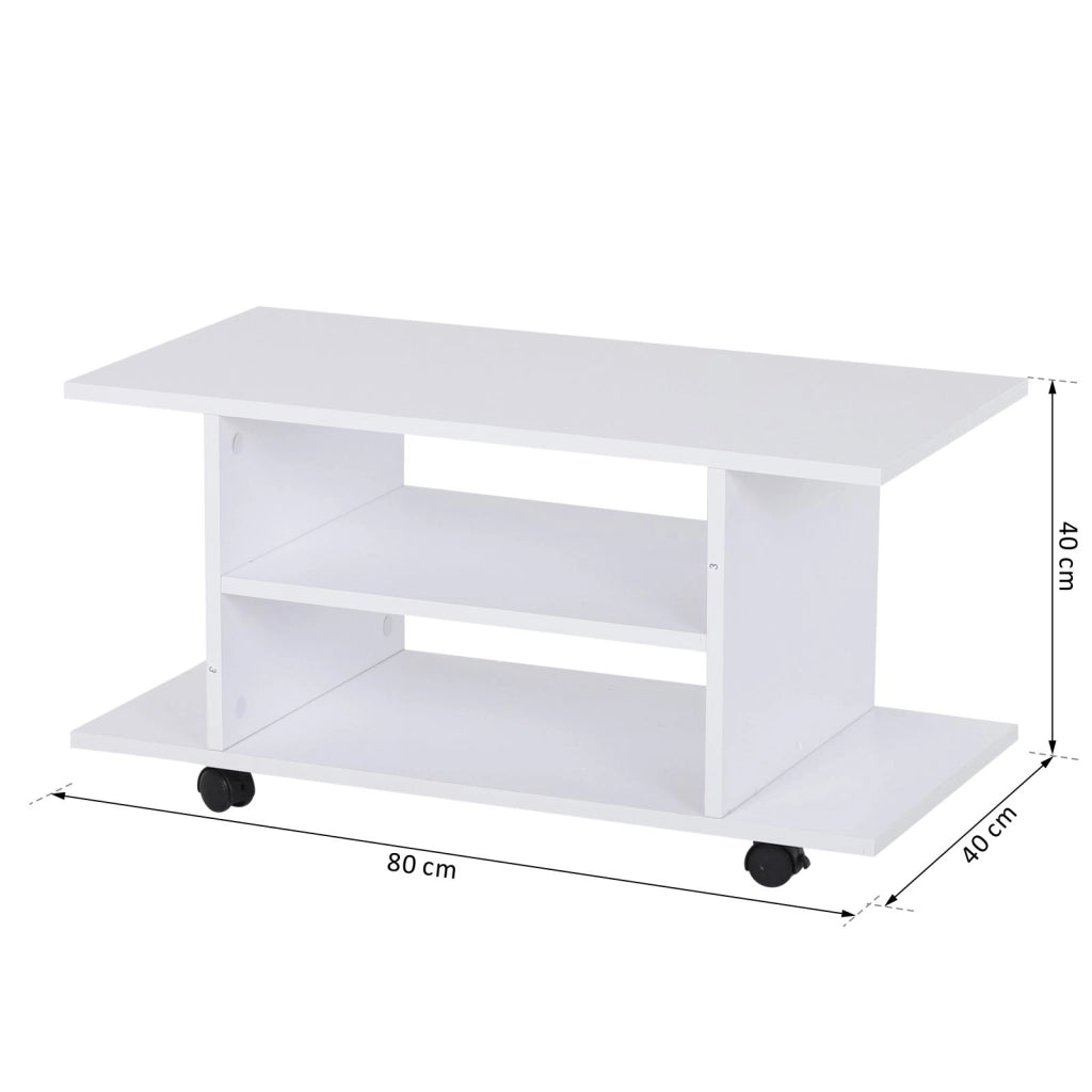 Mobile TV con ruote ¨C Minimal ¨C Bianco 80x40x40