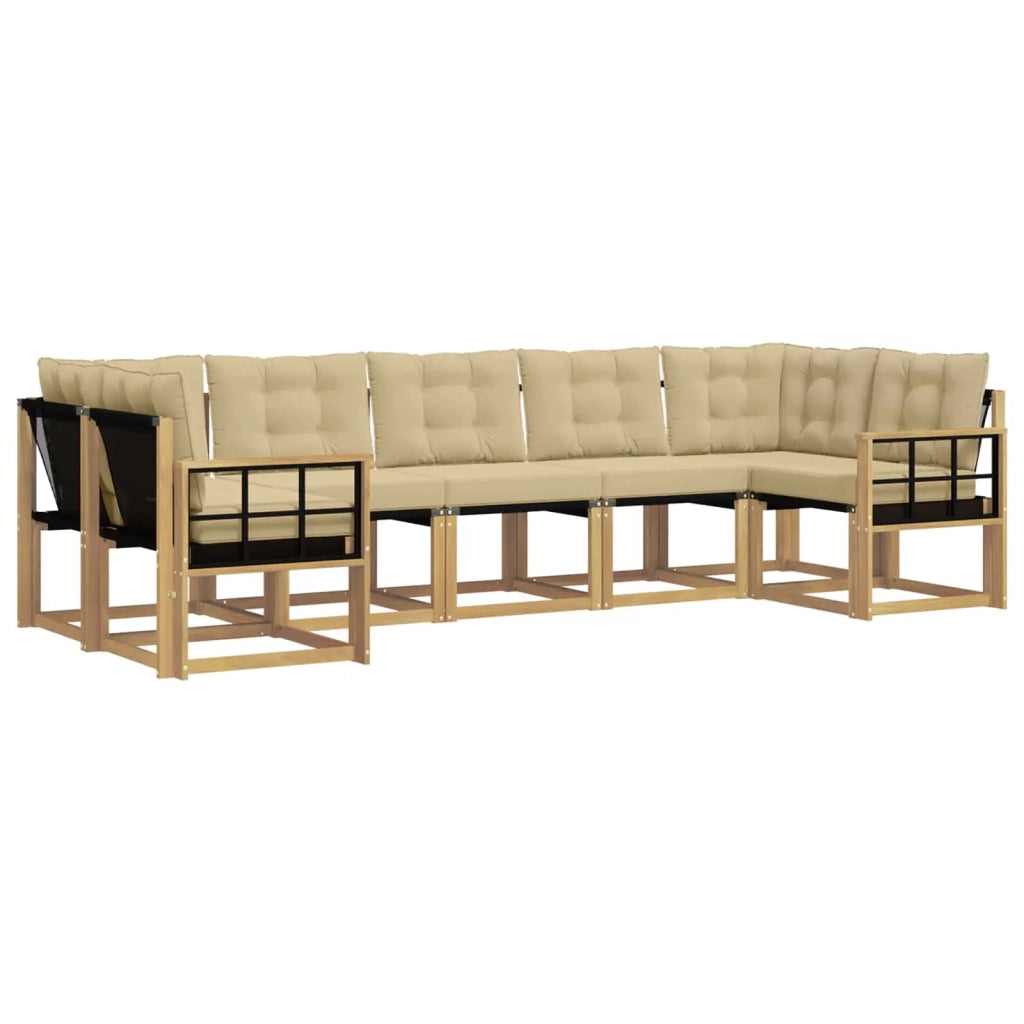 Set di divani da esterno con cuscino 7 pcs Bianco e Beige 3389843