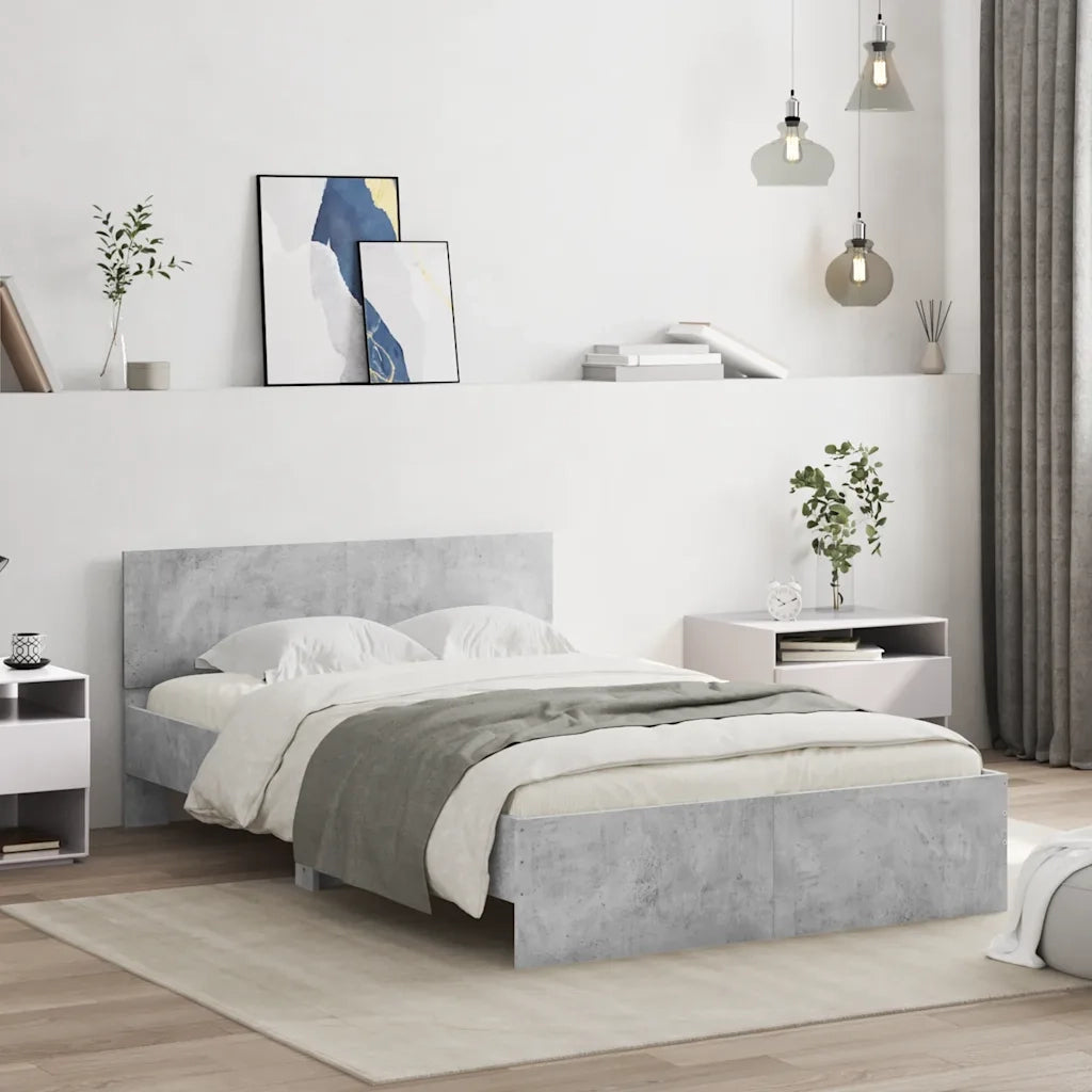 Giroletto con Testiera e LED Grigio Cemento 140x200 cm 3207612