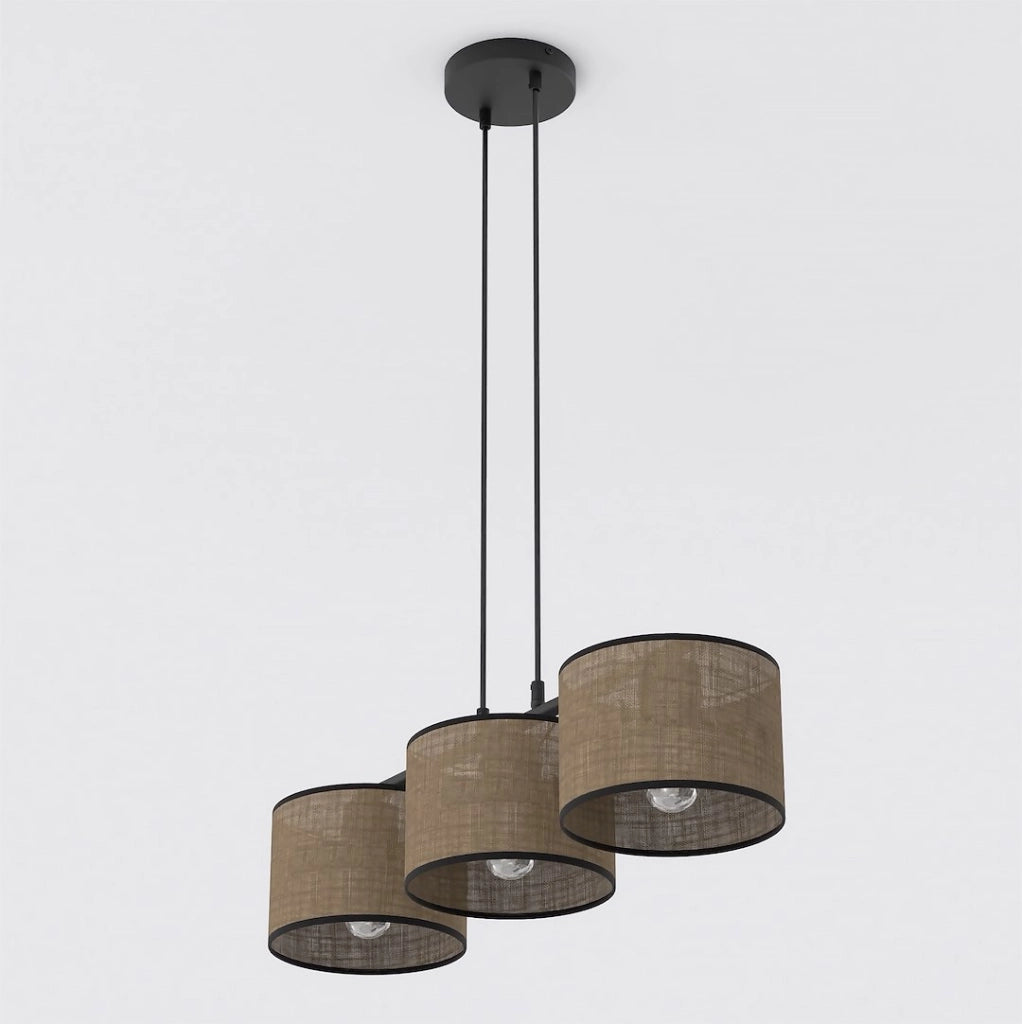 Lampada a sospensione ECO 3xE27 marrone nero Emibig