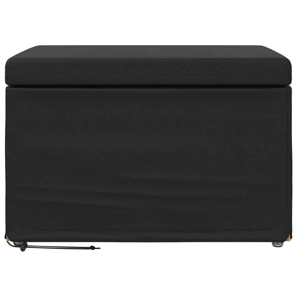 Pouf Nero Pelle Sintetica e Legno Ingegnerizzato 876771