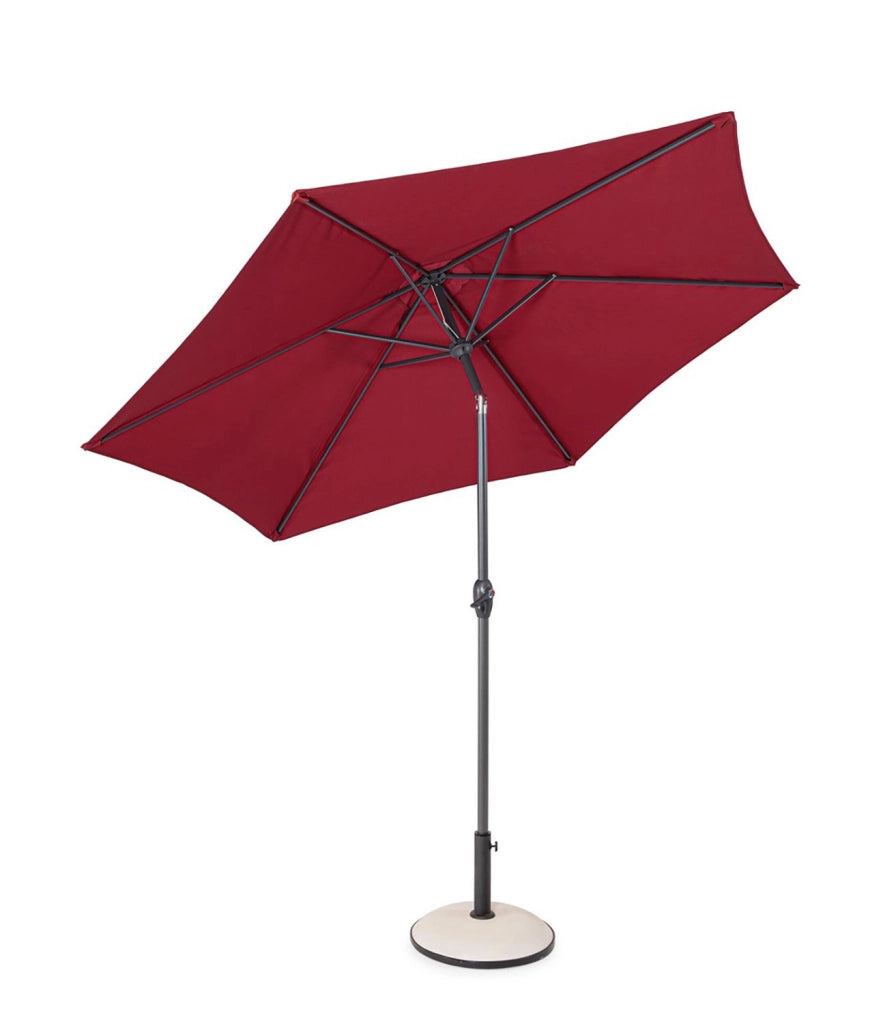 Ombrellone da Giardino con Snodo 6 Stecche Ø270x235h cm Telo in Poliestere Kalife Burgundy