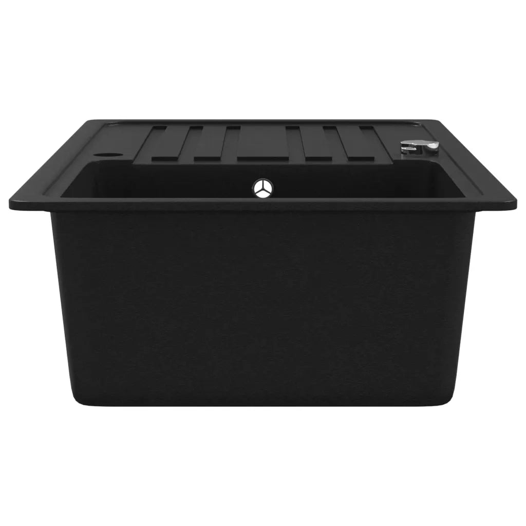 Lavandino Cucina-Lavabo-Lavello Granito Singolo Scolapiatti Reversibile Nero