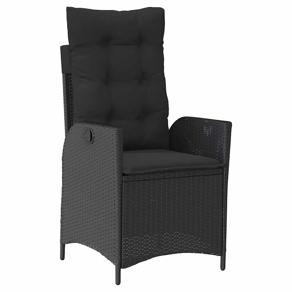 Set da Pranzo per Giardino con cuscino 7 pcs Nero polyrattan 3380489
