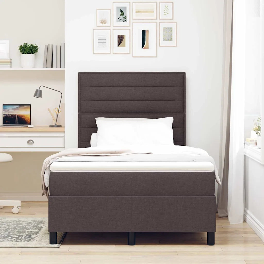 Letto a molle con materasso Marrone scuro 120 x 200 cm Tessuto 3342784
