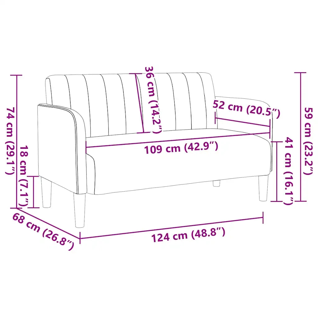 Divano Divanetto-Sofa Rosso Vino 109 cm in Velluto