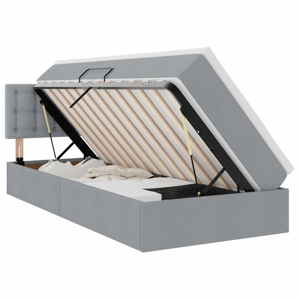 Letto con contenitore e materasso Grigio chiaro 100 x 200 cm 3370614
