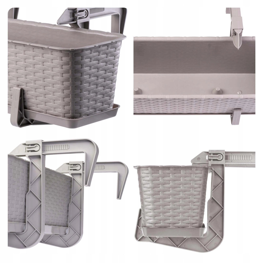 KADAX Fioriera da balcone 40 cm, supporto per vaso, manici (3 pezzi)