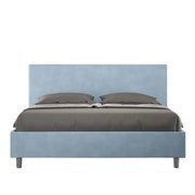 Letto matrimoniale contenitore imbottito 160x190 microfibra azzurro Adele