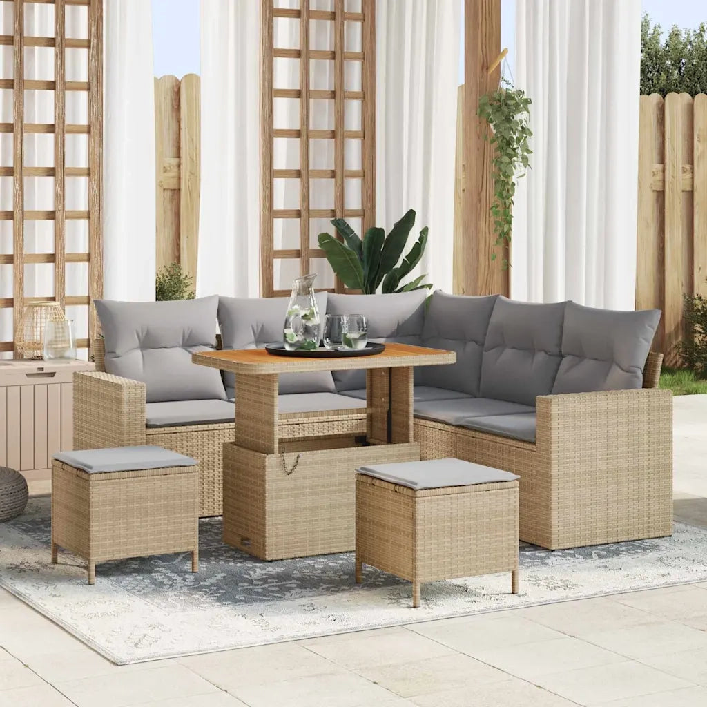 Set Divano da Giardino 9 pcs Beige e Grigio Chiaro polyrattan 3363567