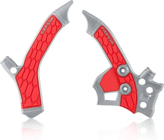 Scheenbeschermers grigio-rosso con tecnologia X-GRIP.